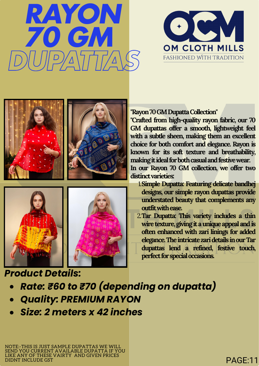 Recovered Rayon 70 GM dupatta catalogue page