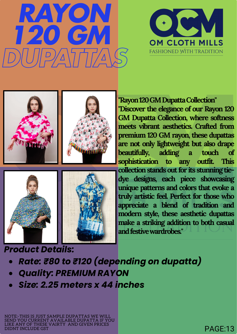 Recovered Rayon 120 GM dupatta catalogue page