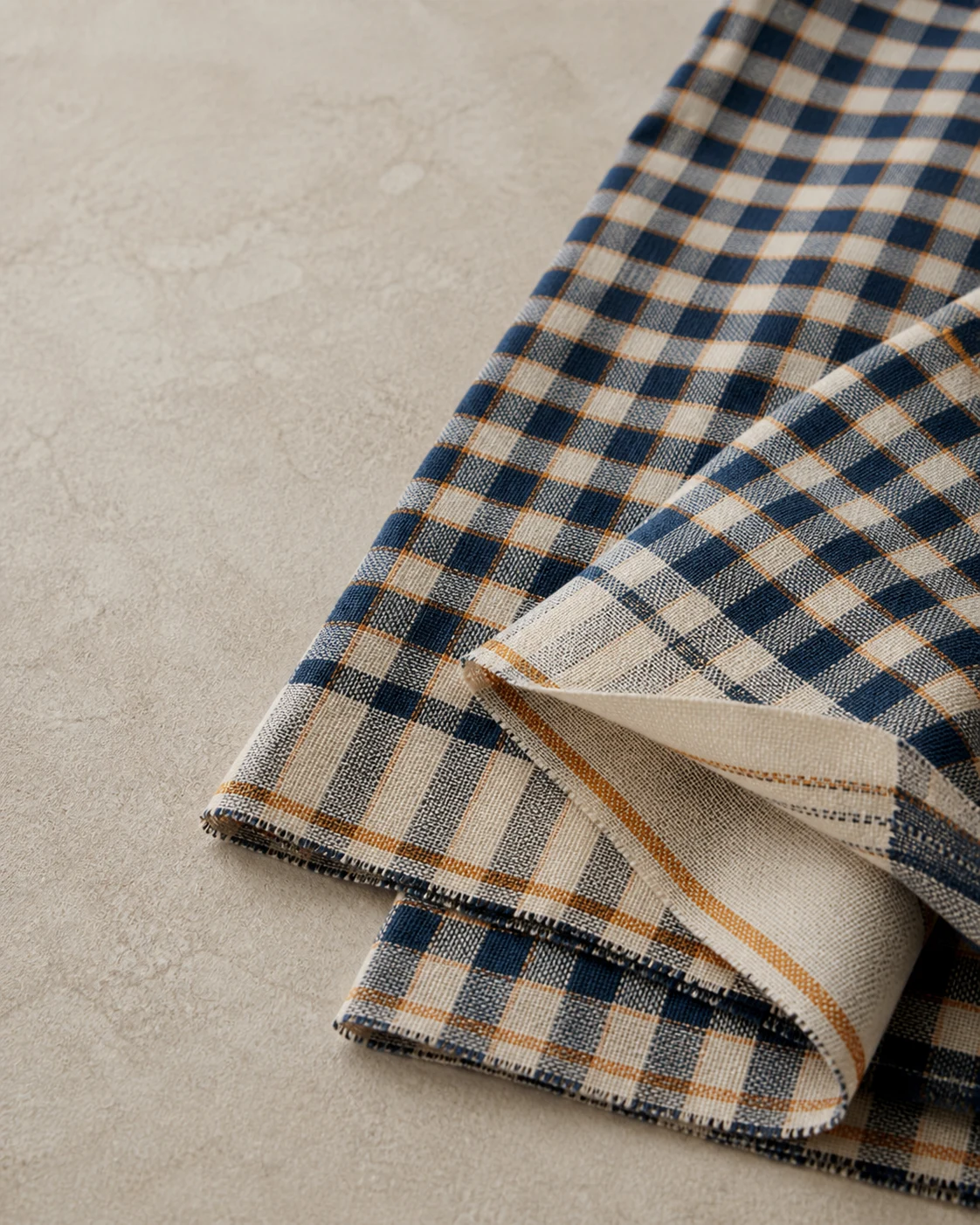 Indigo and saffron handloom gamcha fabric study
